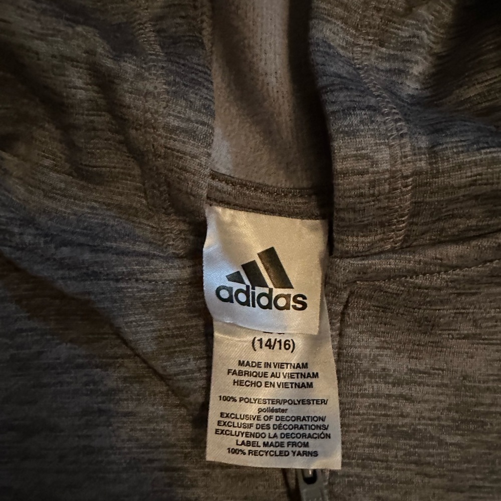 Youth Adidas light weight zip up hoodie size Large (14-16). Like new condition